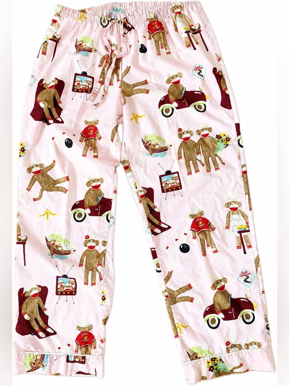 Nick & Nora Pink Women’s Sock Monkey Pajama Set L - Picture 8 of 13